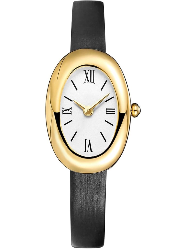 Womens Black Gold Analog Quartz Elegant Dial Bangle Vintage Bracelet Wrist Watch